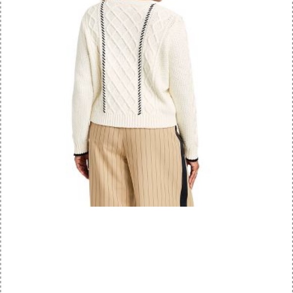 Women’s Size SMALL Cableknit Whipstich Stripe Crewneck Sweater La LigNE … - Picture 6 of 8